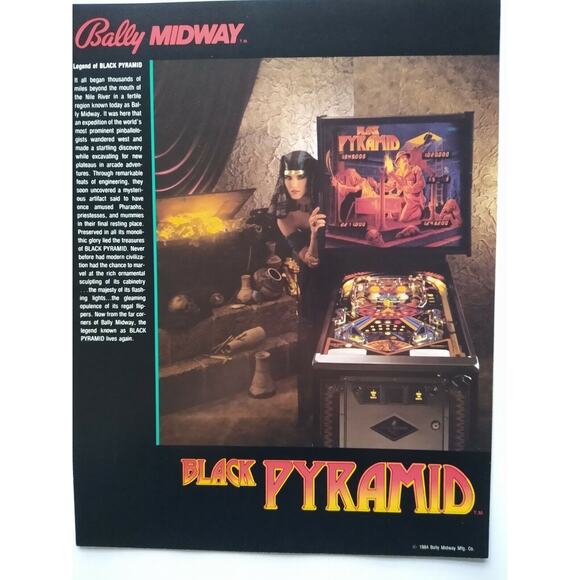 Black Pyramid Pinball Machine Flyer Original NOS 1984 Egyptian Artwork Vintage - Picture 5 of 5